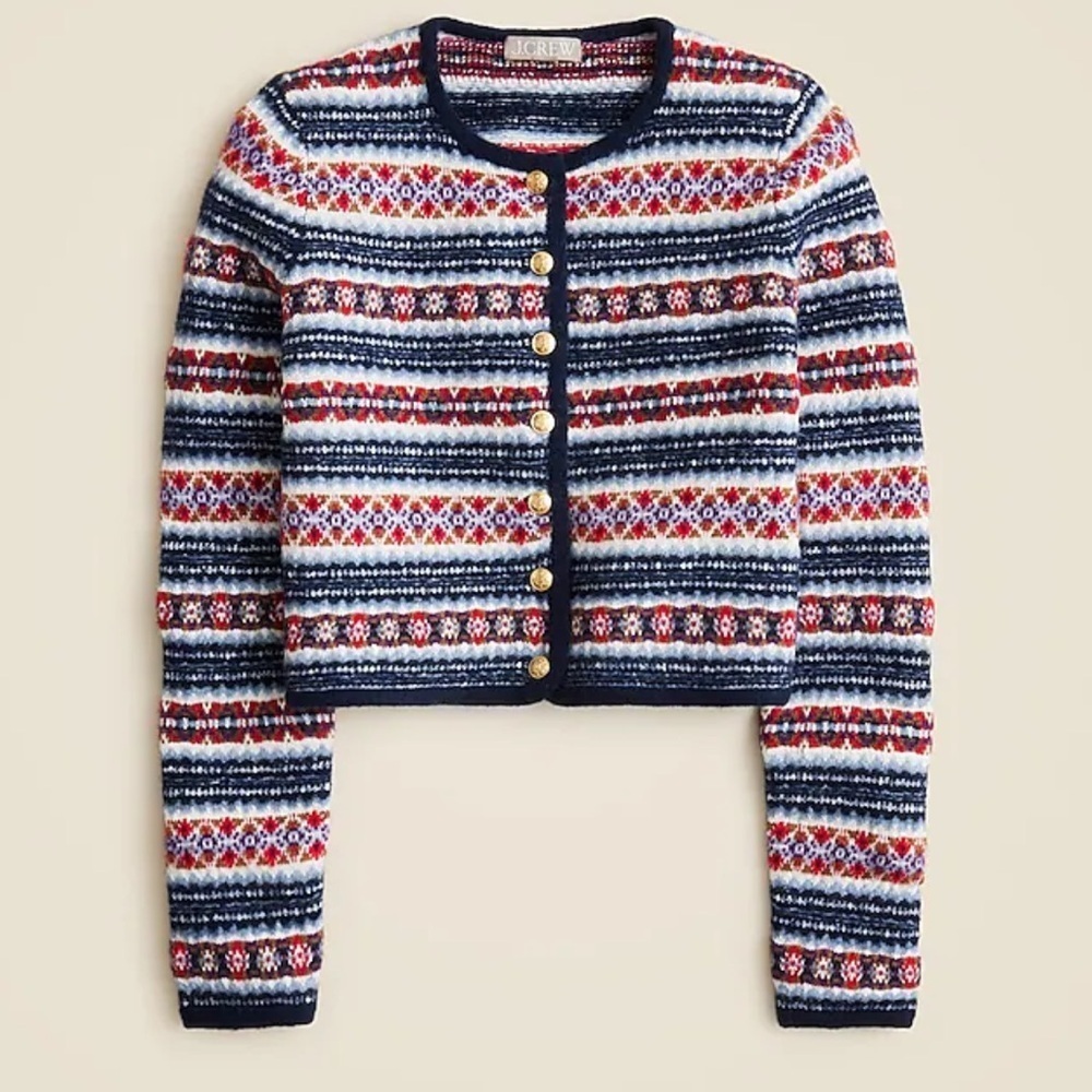 NWOT j crew Fair Isle lady jacket in boiled wool blend - Picture 1 of 3